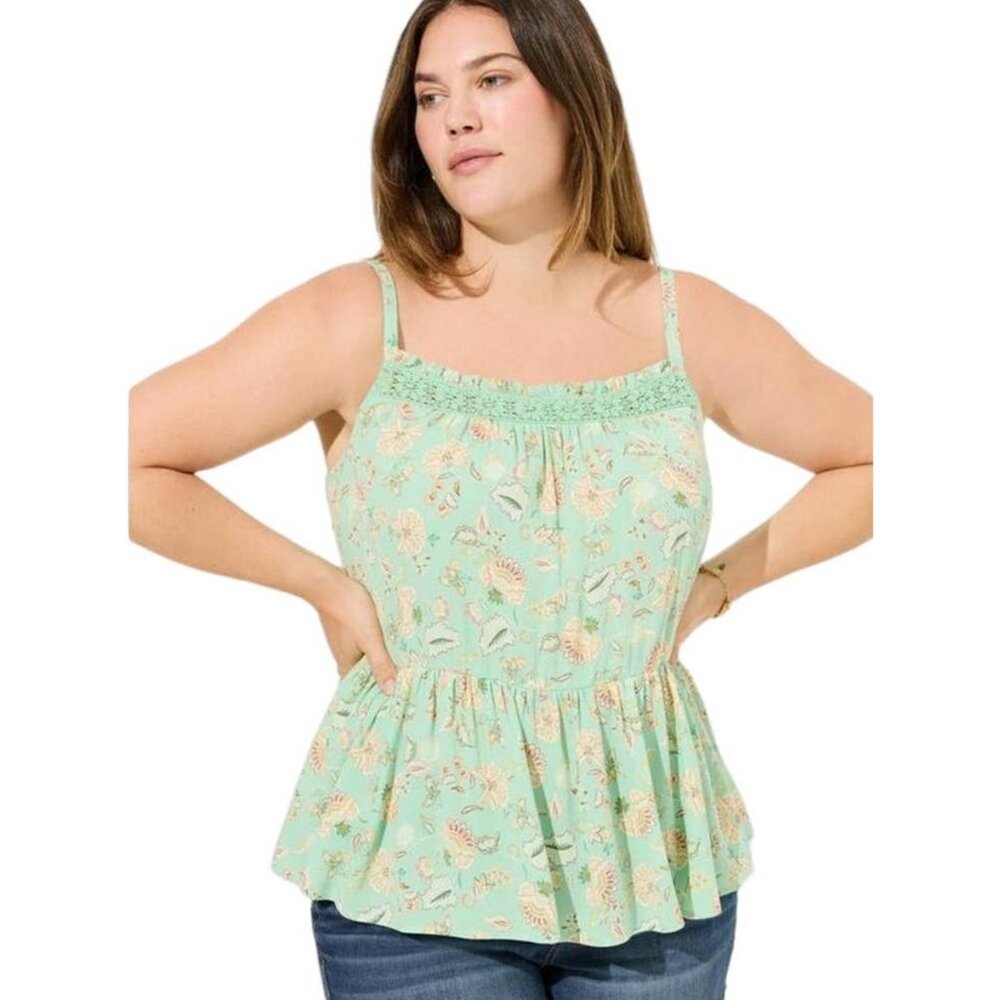 Torrid Crinkle gauze sleeveless crochet tank